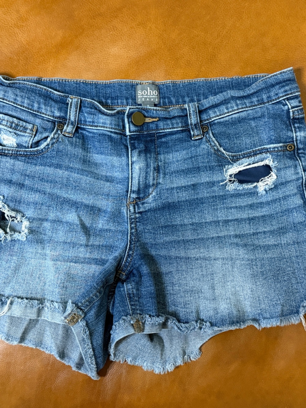 Soho Light Blue Distressed Denim Cutoff Shorts